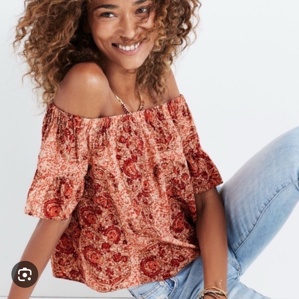 Madewell Size M Floral Red Women's Top